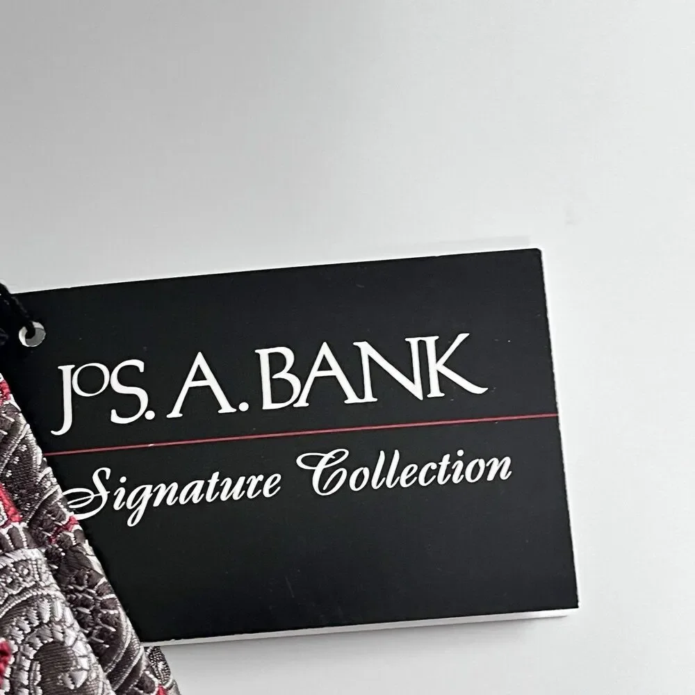 JOS. A. BANK Signature Collection Men's Silk Necktie Red Paisley 3.5”wide NWT - Picture 4 of 6